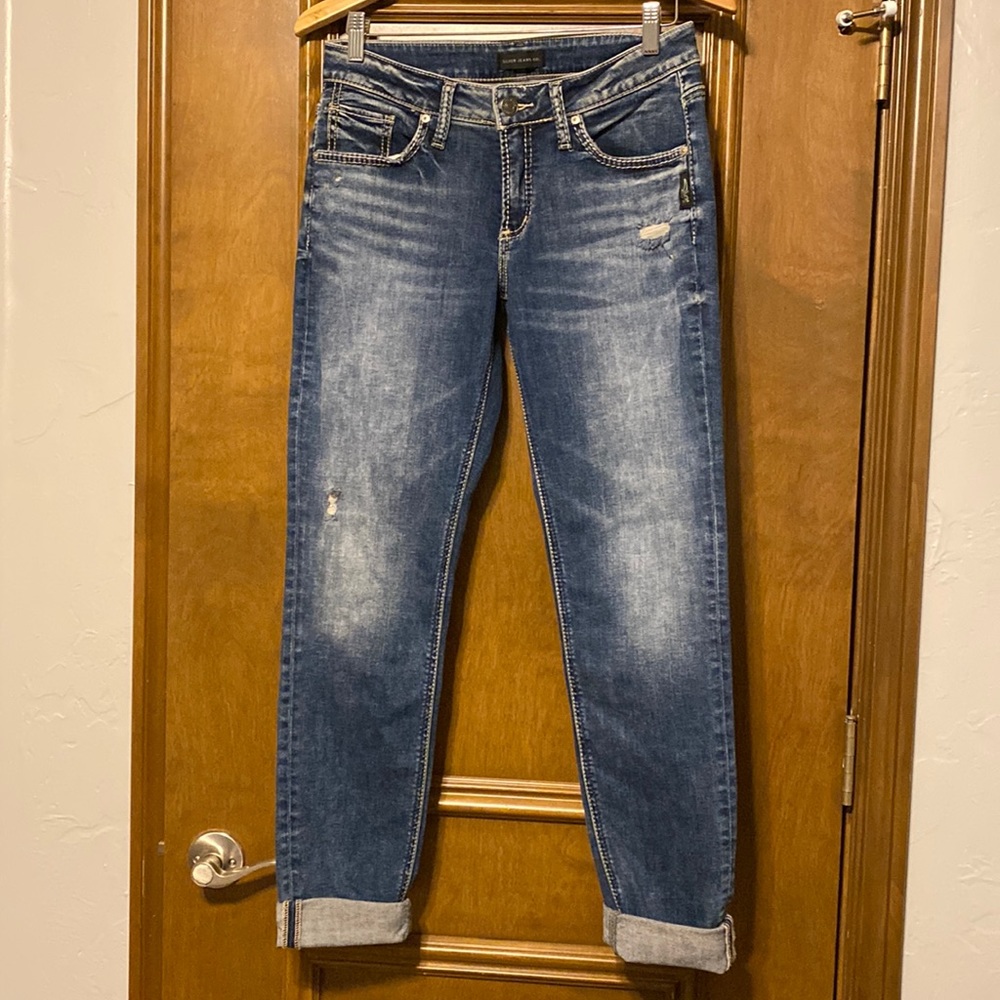 Silver Jeans Boyfriend Destructed Jeans Size 28 x 29